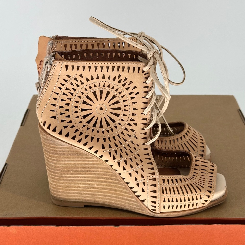 Jeffrey Campbell Rodillo Lace Up Wedge Sandal Heel Coastal‎ Boho Summer 6 - Picture 3 of 11